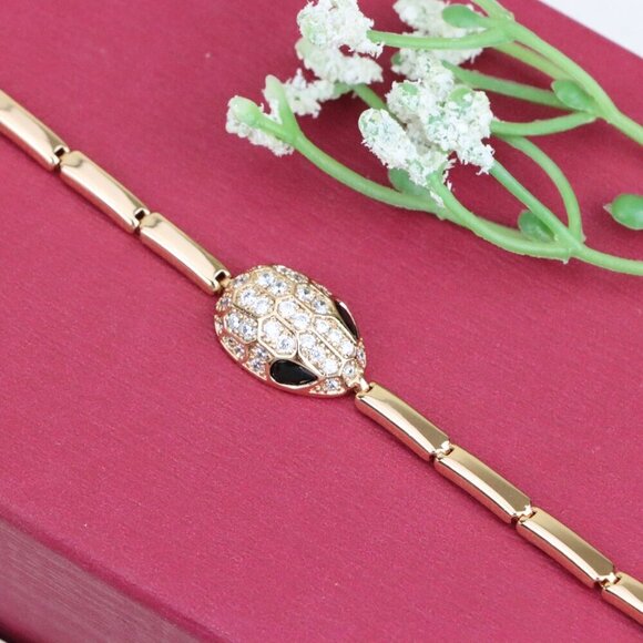 "Rose Gold Snake Head Bracelet with Sparkling Crystals, XPBL1030 - Picture 12 of 12